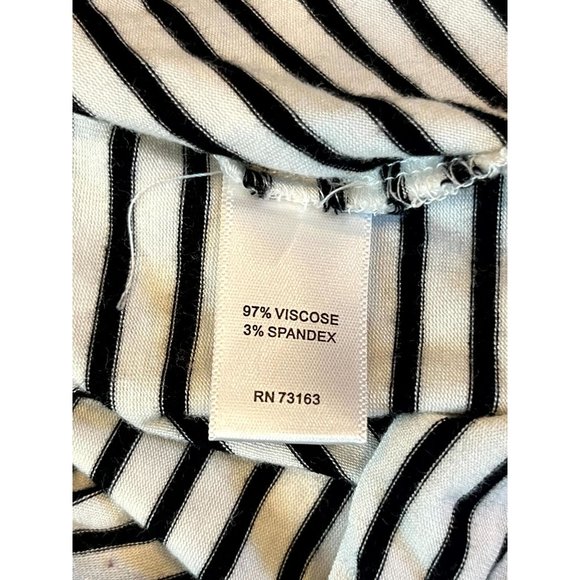 Cable & Gauge Women Cold Shoulder Top Striped Boat Neck Black White Size Medium - Picture 6 of 7